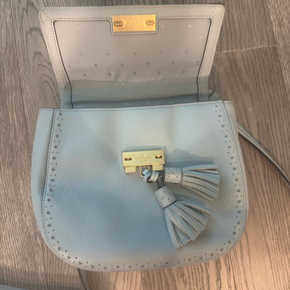 Light Blue Leather Crossbody Bag